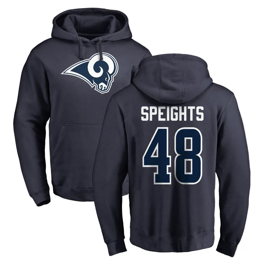 Johmsee LA.Rams #48 Omar Speights Player Navy Pullover Hoodie Limited Game Stitched Jerseys