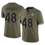 Johmsee LA.Rams #48 Omar Speights Player Olive Salute To Service Limited Stitched Jerseys