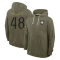 Johmsee LA.Rams #48 Omar Speights Player Olive Salute to Service Pullover Hoodies Limited Stitched Jerseys