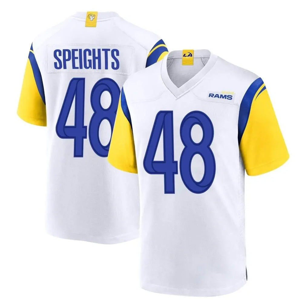 Johmsee LA.Rams #48 Omar Speights Player White Home Game Stitched Jerseys