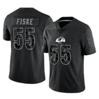 Johmsee LA.Rams #55 Braden Fiske Player Black Limited Reflective Home Game Stitched Jerseys