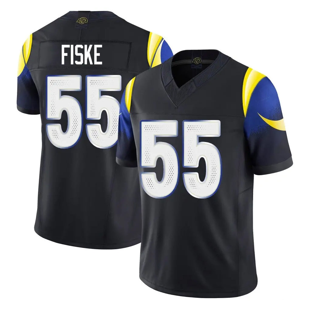 Johmsee LA.Rams #55 Braden Fiske Player Black Midnight Rivalries Collection Limited Home Game Stitched Jerseys