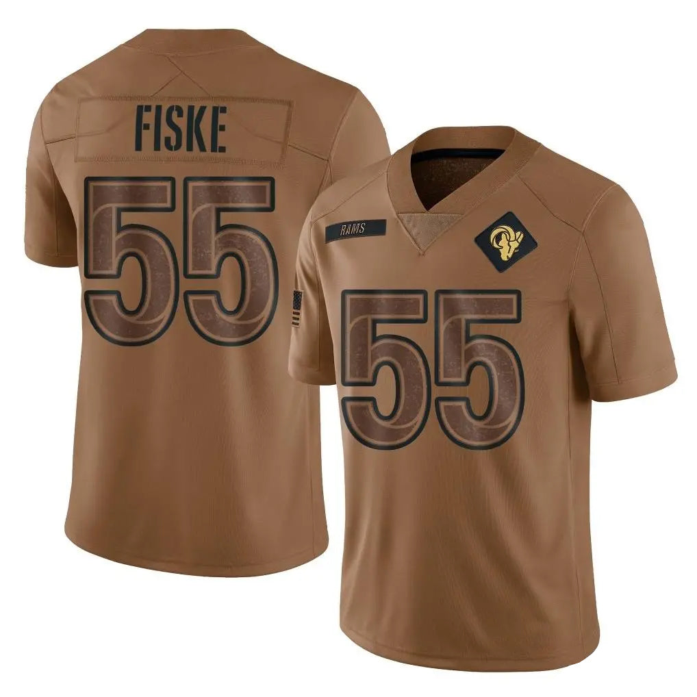 Johmsee LA.Rams #55 Braden Fiske Player Brown Salute To Service Limited Stitched Jerseys