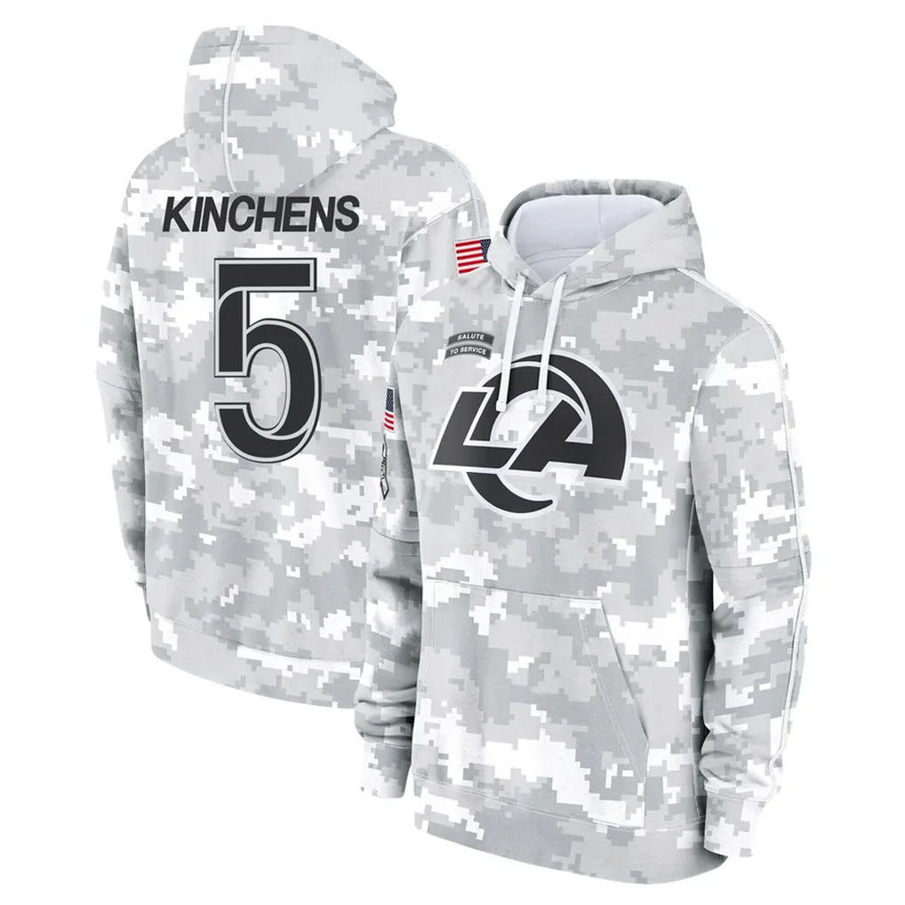Johmsee LA.Rams #5 Kamren Kinchens Player Arctic Camo Salute to Service Hoodies Limited Game Stitched Jerseys
