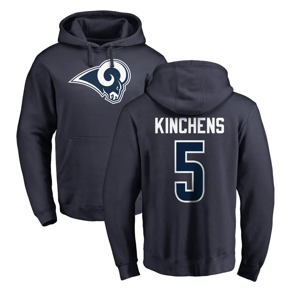 Johmsee LA.Rams #5 Kamren Kinchens Player Navy Pullover Hoodie Limited Game Stitched Jerseys