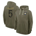 Johmsee LA.Rams #5 Kamren Kinchens Player Olive Salute to Service Pullover Hoodies Limited Stitched Jerseys