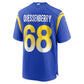 LA.Rams #68 David Quessenberry Royal Team Game Stitched American Football Jerseys