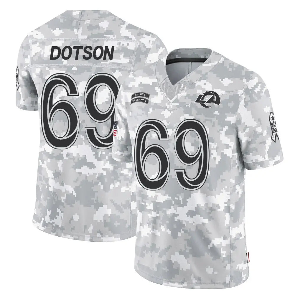 Johmsee LA.Rams #69 Kevin Dotson Player Arctic Camo Salute To Service Limited Game Stitched Jerseys