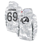 Johmsee LA.Rams #69 Kevin Dotson Player Arctic Camo Salute to Service Hoodies Limited Game Stitched Jerseys