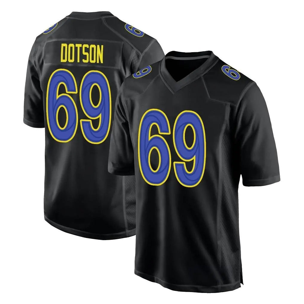 Johmsee LA.Rams #69 Kevin Dotson Player Black Fashion Limited Home Game Stitched Jerseys