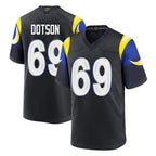 Johmsee LA.Rams #69 Kevin Dotson Player Black Midnight Rivalries Collection Home Game Stitched Jerseys