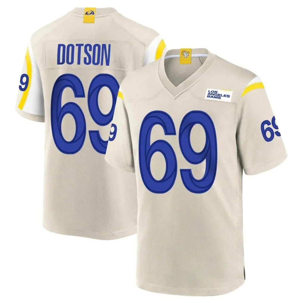 Johmsee LA.Rams #69 Kevin Dotson Player Bone Home Game Stitched Jerseys