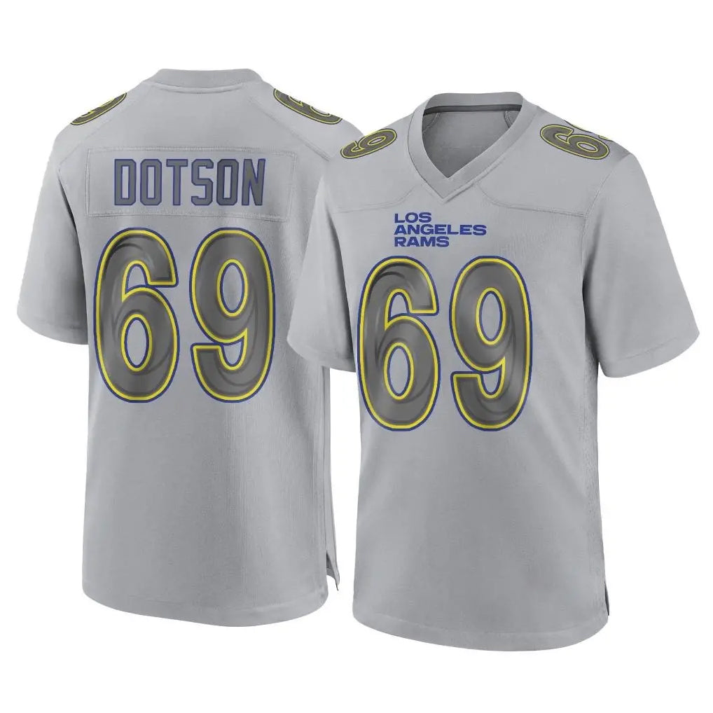 Johmsee LA.Rams #69 Kevin Dotson Player Gray Atmosphere Fashion Home Game Stitched Jerseys