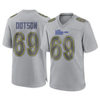 Johmsee LA.Rams #69 Kevin Dotson Player Gray Atmosphere Fashion Home Game Stitched Jerseys