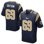 Johmsee LA.Rams #69 Kevin Dotson Player Navy Home Game Stitched Jerseys