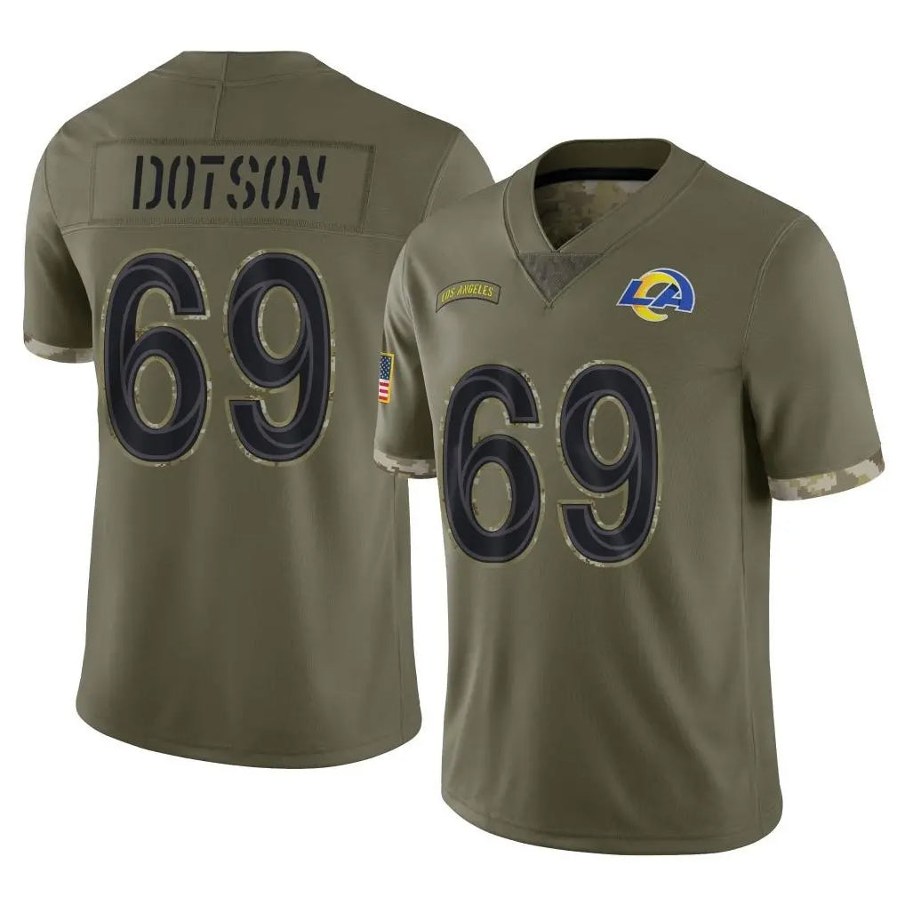 Johmsee LA.Rams #69 Kevin Dotson Player Olive Salute To Service Limited Stitched Jerseys