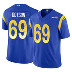 Johmsee LA.Rams #69 Kevin Dotson Player Royal Limited Vapor F.U.S.E. Home Game Stitched Jerseys