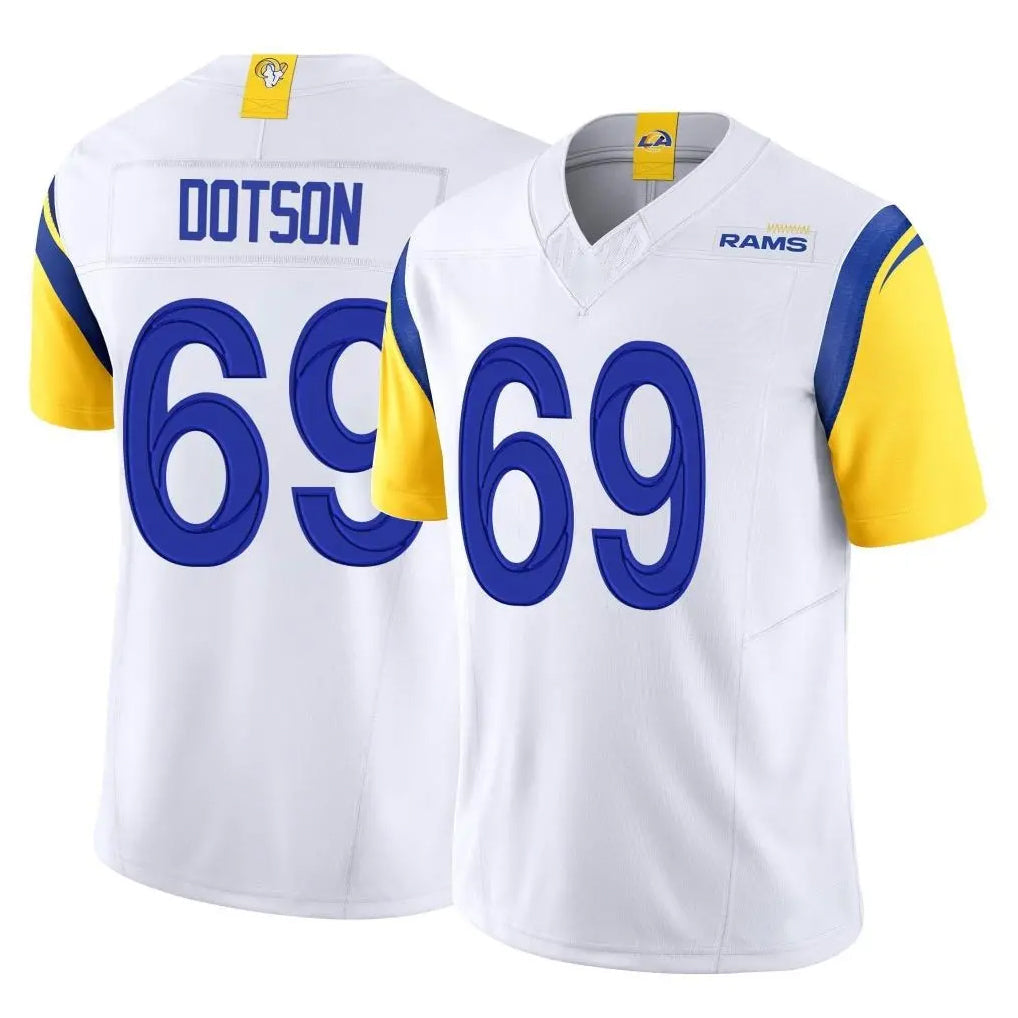 Johmsee LA.Rams #69 Kevin Dotson Player White Limited Vapor F.U.S.E. Home Game Stitched Jerseys
