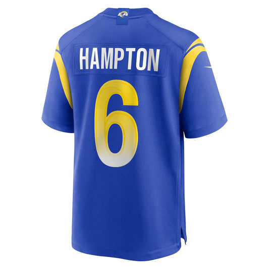 LA.Rams #6 Nick Hampton Royal Team Game Stitched American Football Jerseys