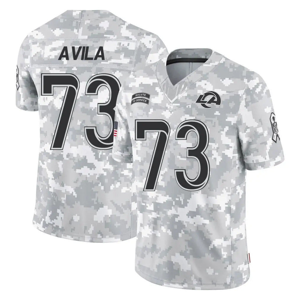 Johmsee LA.Rams #73 Steve Avila Player Arctic Camo Salute To Service Limited Game Stitched Jerseys