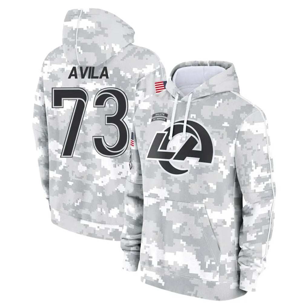 Johmsee LA.Rams #73 Steve Avila Player Arctic Camo Salute to Service Hoodies Limited Game Stitched Jerseys