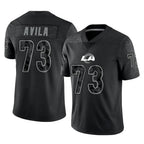 Johmsee LA.Rams #73 Steve Avila Player Black Limited Reflective Home Game Stitched Jerseys