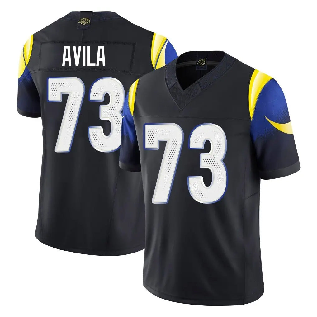 Johmsee LA.Rams #73 Steve Avila Player Black Midnight Rivalries Collection Limited Home Game Stitched Jerseys