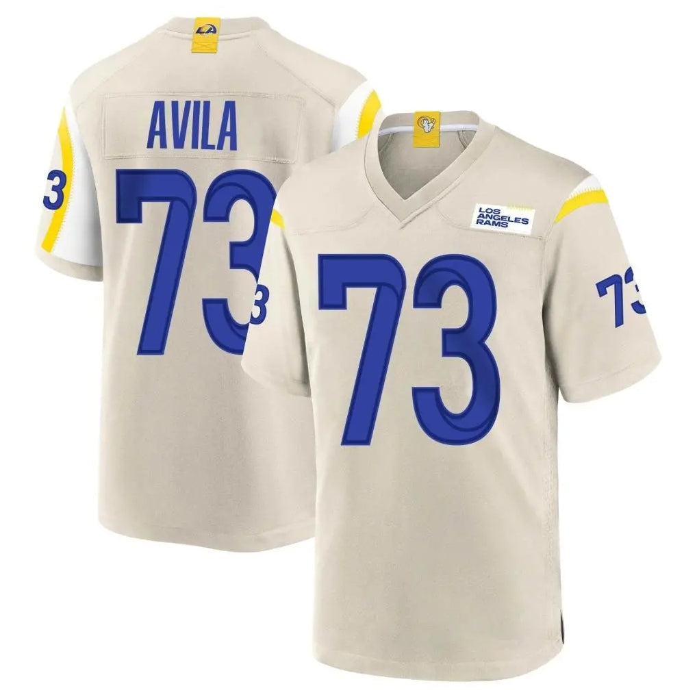 Johmsee LA.Rams #73 Steve Avila Player Bone Home Game Stitched Jerseys