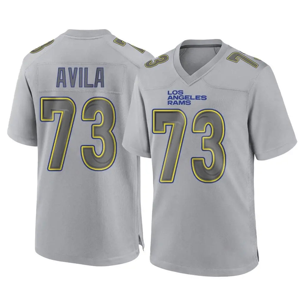 Johmsee LA.Rams #73 Steve Avila Player Gray Atmosphere Fashion Home Game Stitched Jerseys