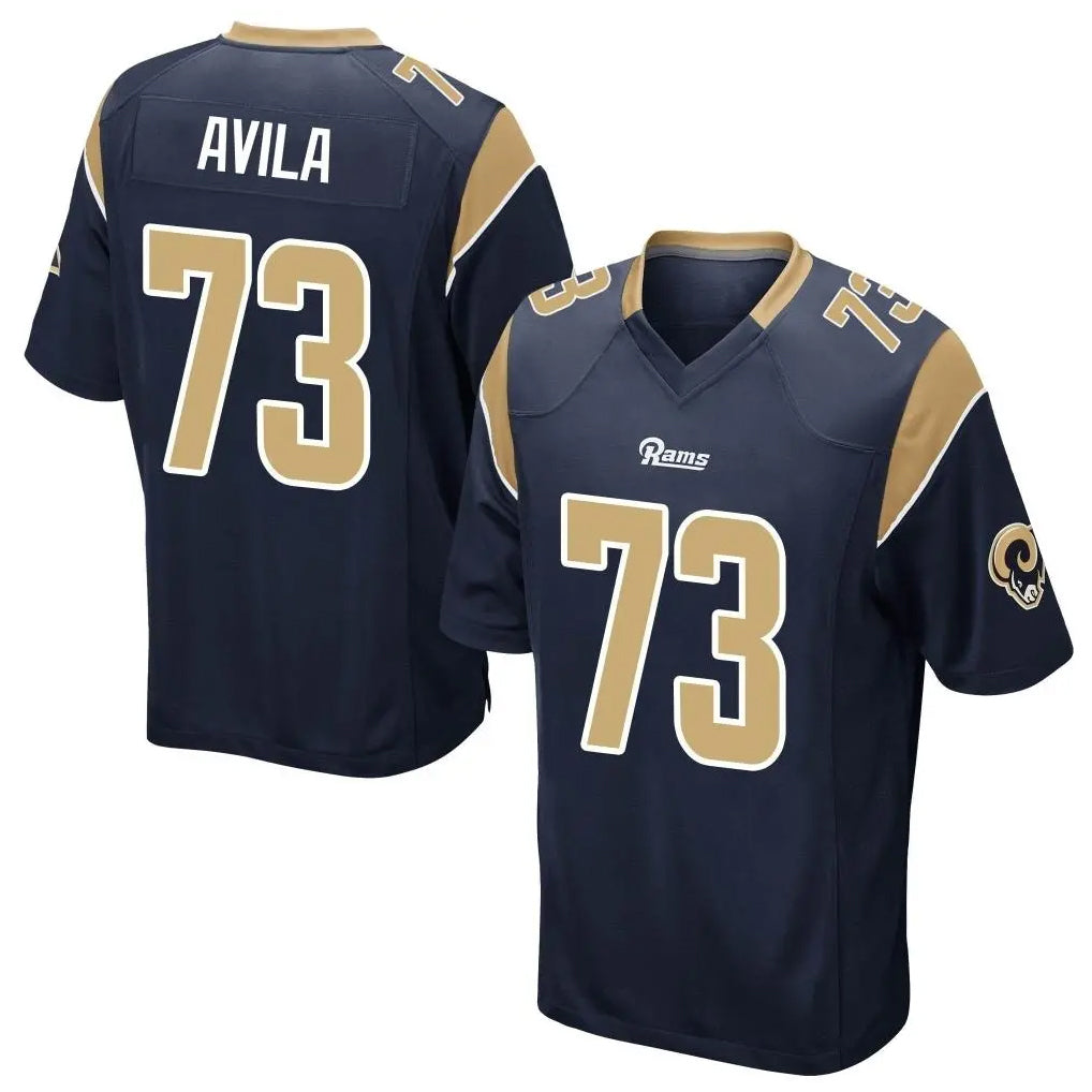 Johmsee LA.Rams #73 Steve Avila Player Navy Home Game Stitched Jerseys