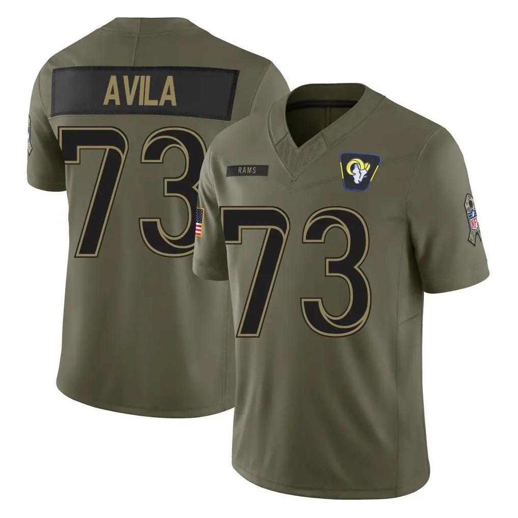 Johmsee LA.Rams #73 Steve Avila Player Olive 2025 Salute To Service Limited Game Stitched Jerseys