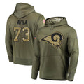 Johmsee LA.Rams #73 Steve Avila Player Olive Salute to Service Pullover Hoodies Home Game Stitched Jerseys