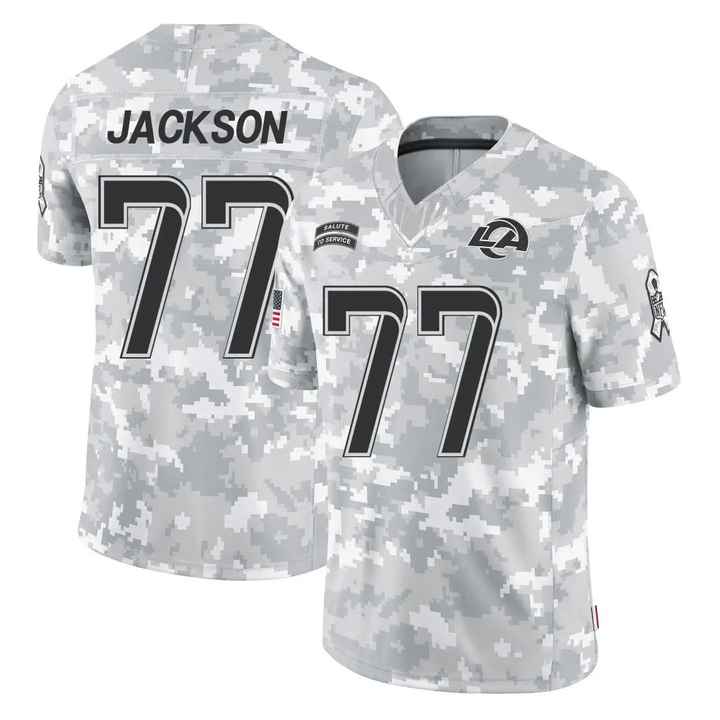 Johmsee LA.Rams #77 Alaric Jackson Player Arctic Camo Salute To Service Limited Game Stitched Jerseys