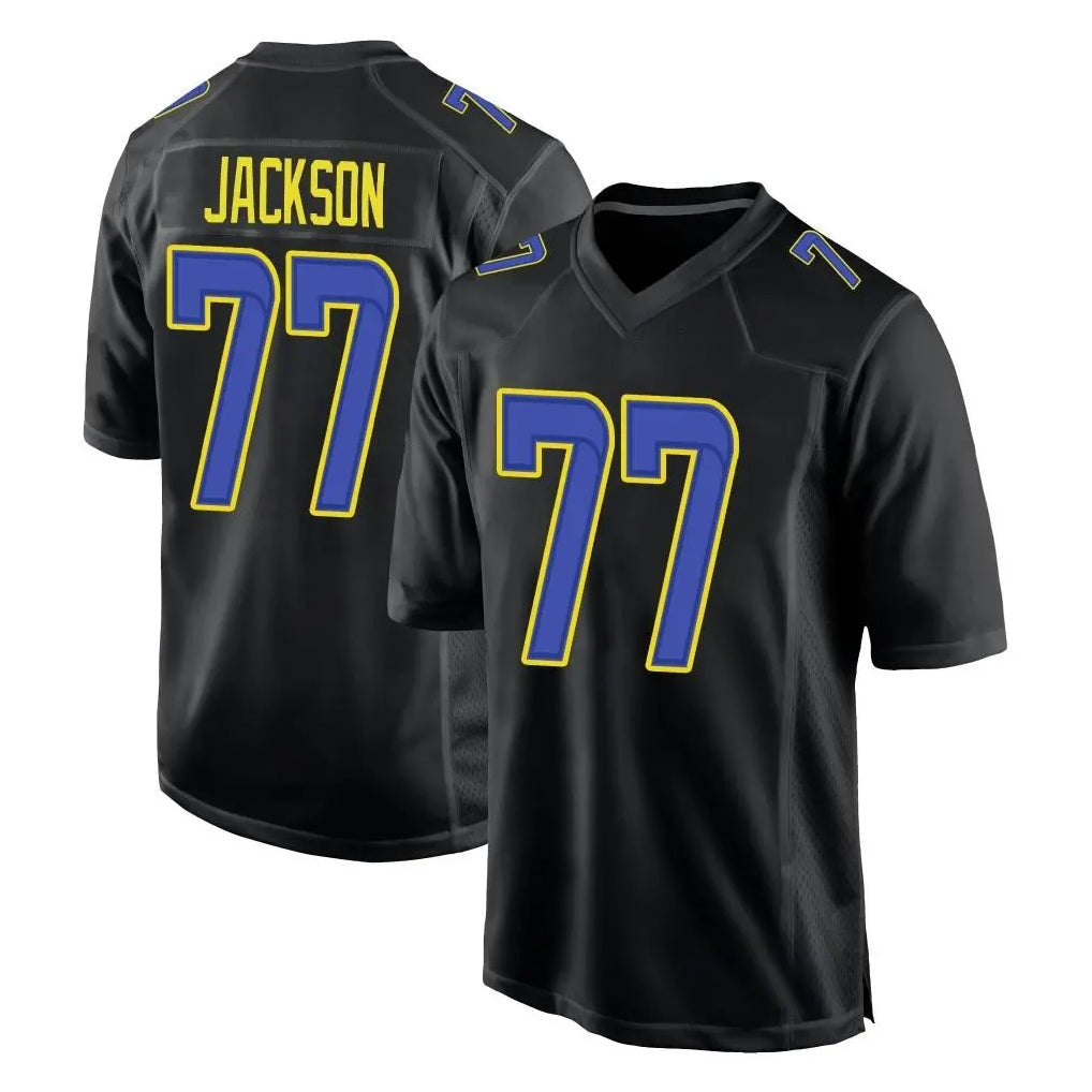 Johmsee LA.Rams #77 Alaric Jackson Player Black Fashion Limited Home Game Stitched Jerseys
