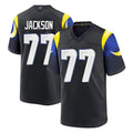 Johmsee LA.Rams #77 Alaric Jackson Player Black Midnight Rivalries Collection Home Game Stitched Jerseys