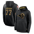 Johmsee LA.Rams #77 Alaric Jackson Player Black Salute to Service Hoodies Limited Game Stitched Jerseys