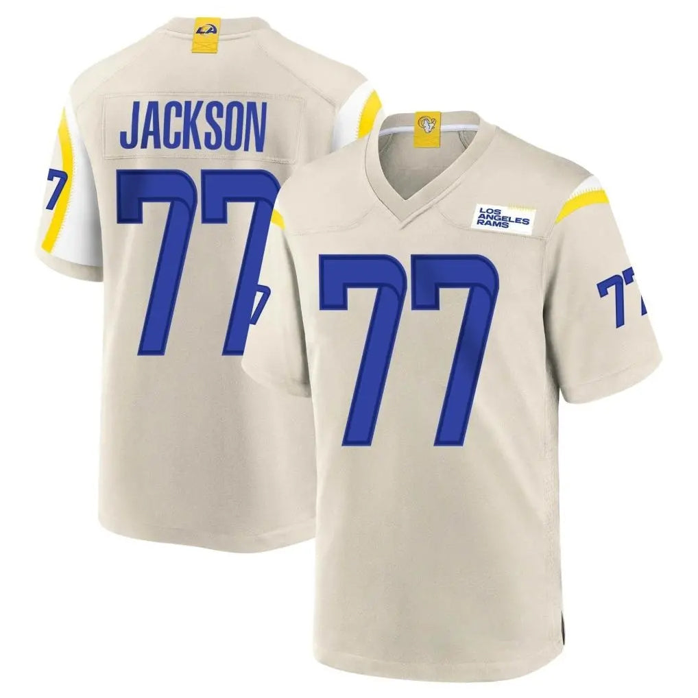 Johmsee LA.Rams #77 Alaric Jackson Player Bone Home Game Stitched Jerseys