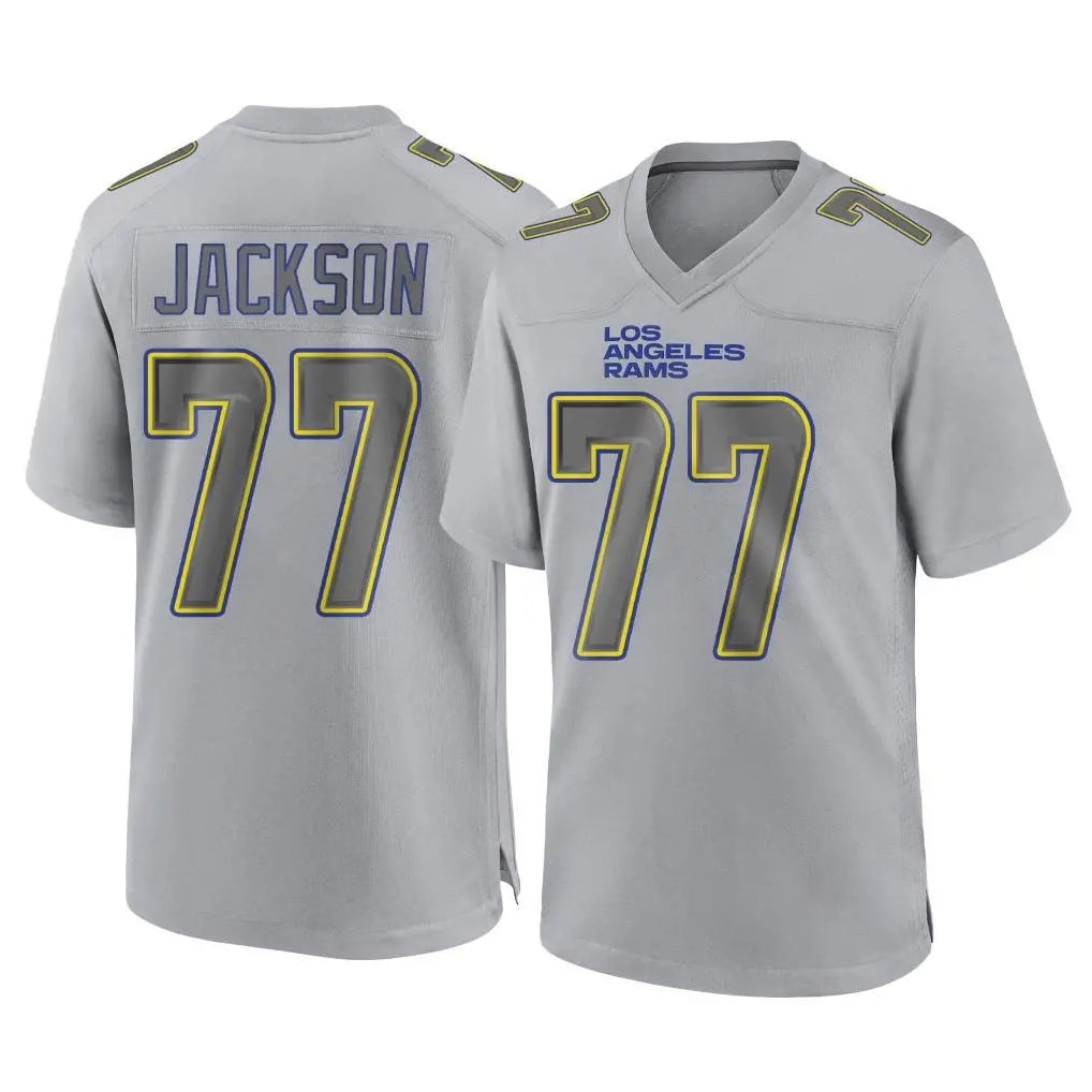 Johmsee LA.Rams #77 Alaric Jackson Player Gray Atmosphere Fashion Home Game Stitched Jerseys