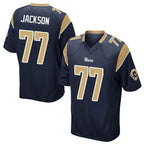 Johmsee LA.Rams #77 Alaric Jackson Player Navy Home Game Stitched Jerseys
