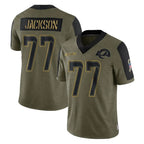 Johmsee LA.Rams #77 Alaric Jackson Player Olive Salute To Service Limited Game Stitched Jerseys