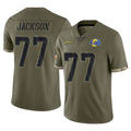 Johmsee LA.Rams #77 Alaric Jackson Player Olive Salute To Service Limited Stitched Jerseys