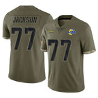 Johmsee LA.Rams #77 Alaric Jackson Player Olive Salute To Service Limited Stitched Jerseys