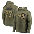Johmsee LA.Rams #77 Alaric Jackson Player Olive Salute to Service Pullover Hoodies Home Game Stitched Jerseys