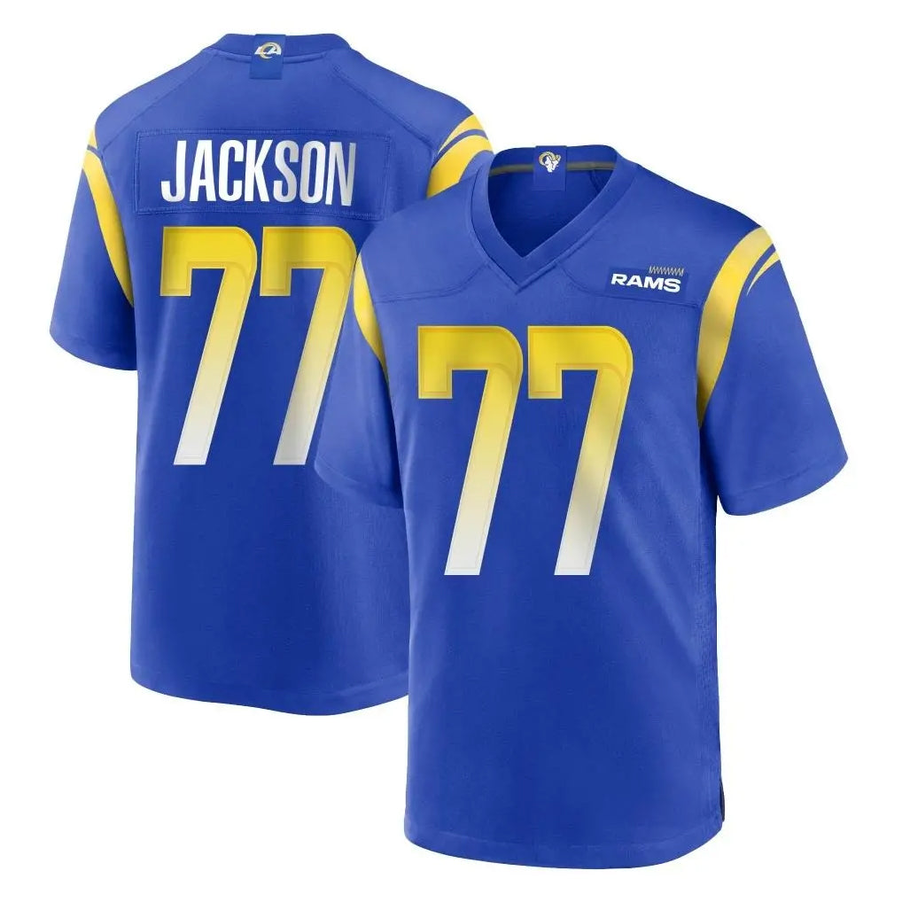 Johmsee LA.Rams #77 Alaric Jackson Player Royal Home Game Stitched Jerseys