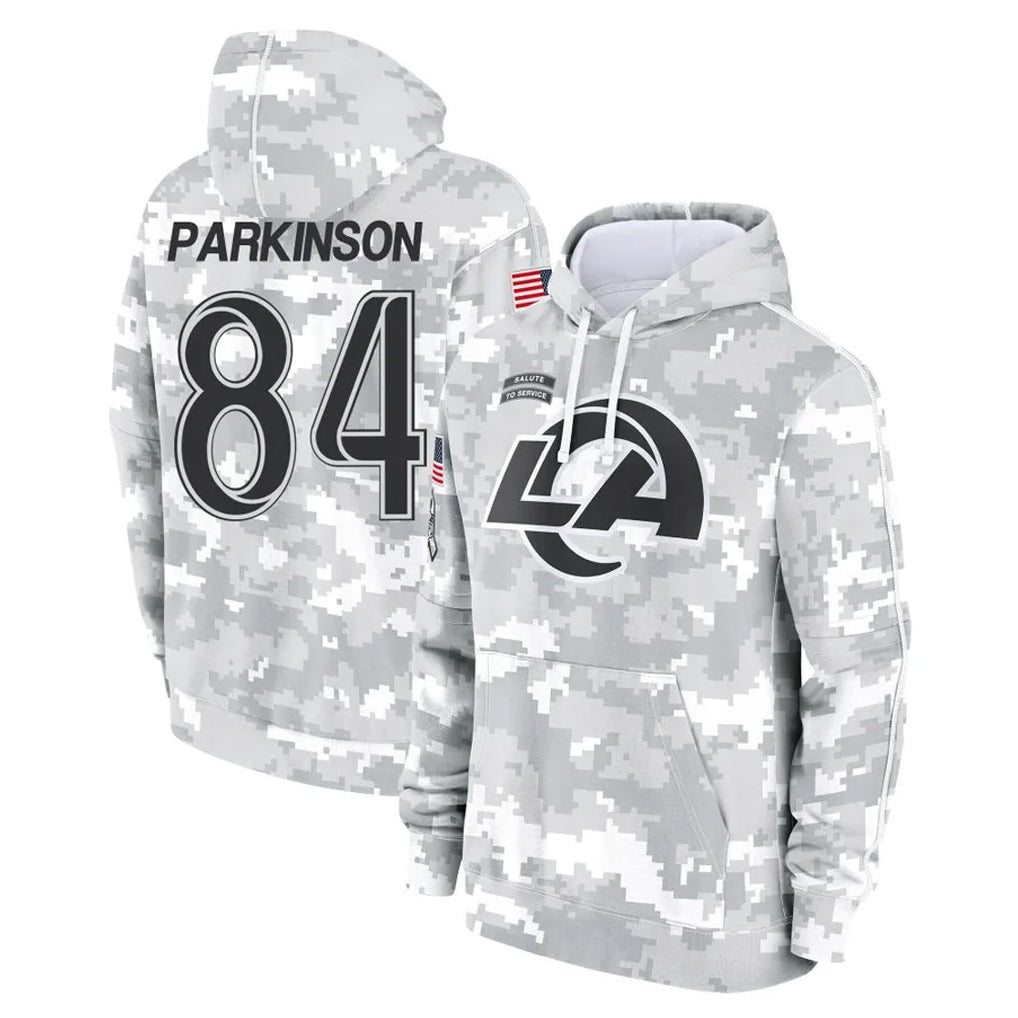 Johmsee LA.Rams #84 Colby Parkinson Player Arctic Camo Salute to Service Hoodies Limited Game Stitched Jerseys