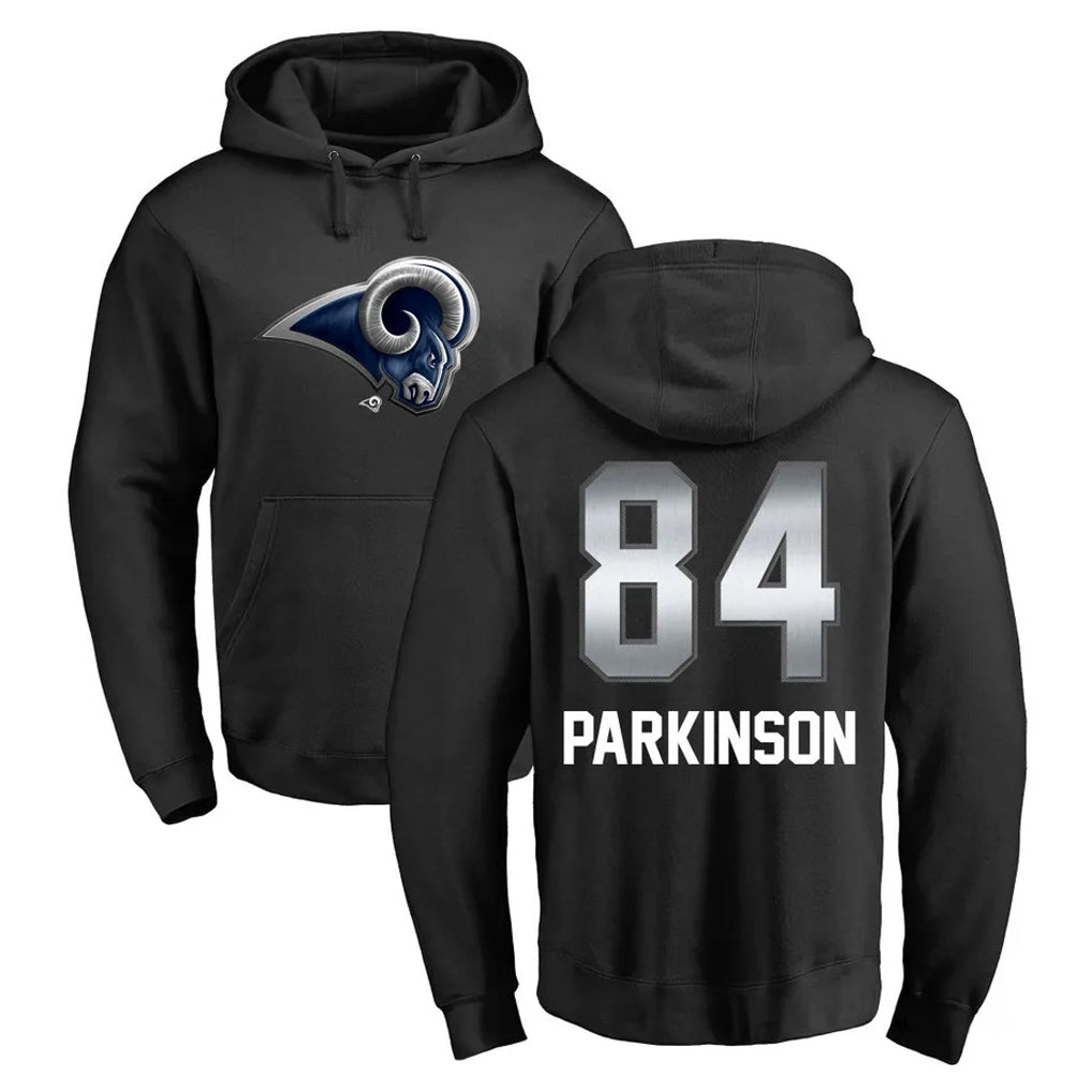Johmsee LA.Rams #84 Colby Parkinson Player Black Pullover Hoodie Limited Game Stitched Jerseys