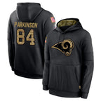 Johmsee LA.Rams #84 Colby Parkinson Player Black Salute to Service Hoodies Limited Game Stitched Jerseys