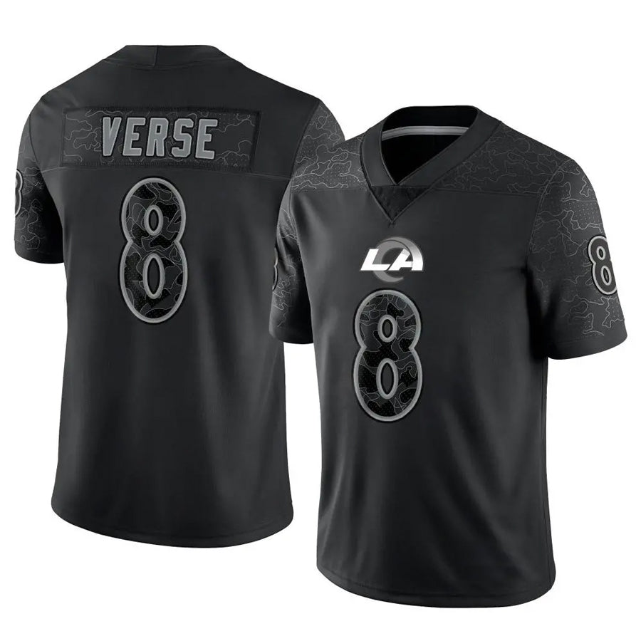 Johmsee LA.Rams #8 Jared Verse Player Black RFLCTV Limited Stitched Jerseys