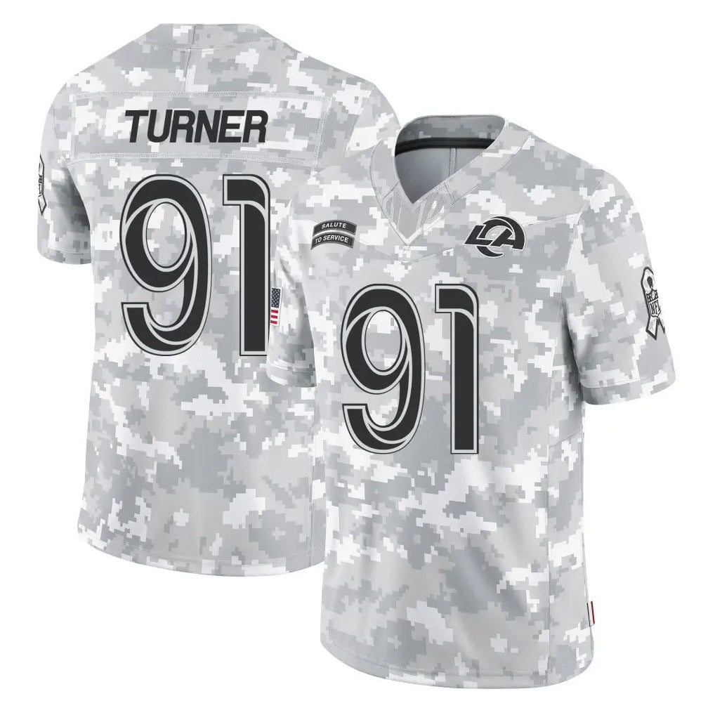 Johmsee LA.Rams #91 Kobie Turner Player Arctic Camo Salute To Service Limited Game Stitched Jerseys