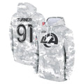 Johmsee LA.Rams #91 Kobie Turner Player Arctic Camo Salute to Service Hoodies Limited Game Stitched Jerseys